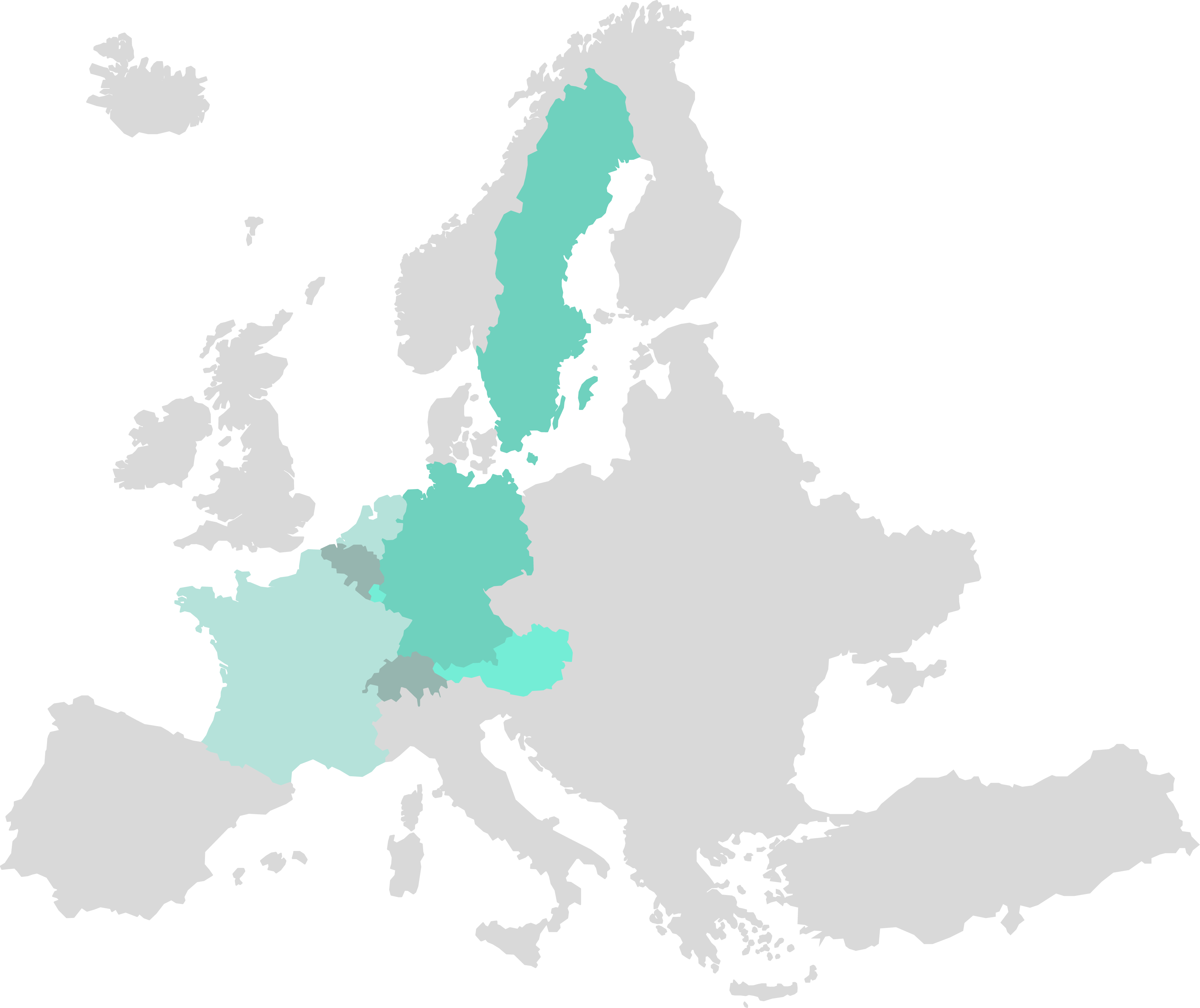Karte der AKAR Vertriebsstandorte in Europa