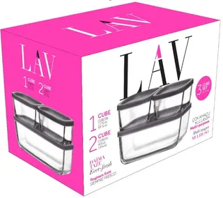Lav Frischhaltedosen „Cube“, 3er-Set grau
