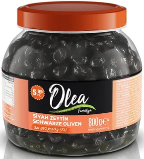 Olea schwarze Oliven Kaliber 321–350