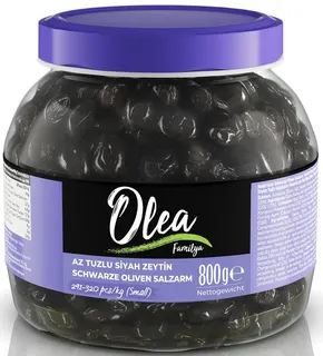 Olea schwarze Oliven salzreduziert Kaliber 291–320